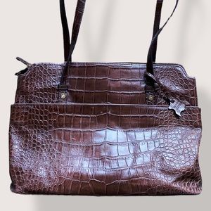 “346” Brooks Brothers Crocodile Embossed Genuine Leather Bag